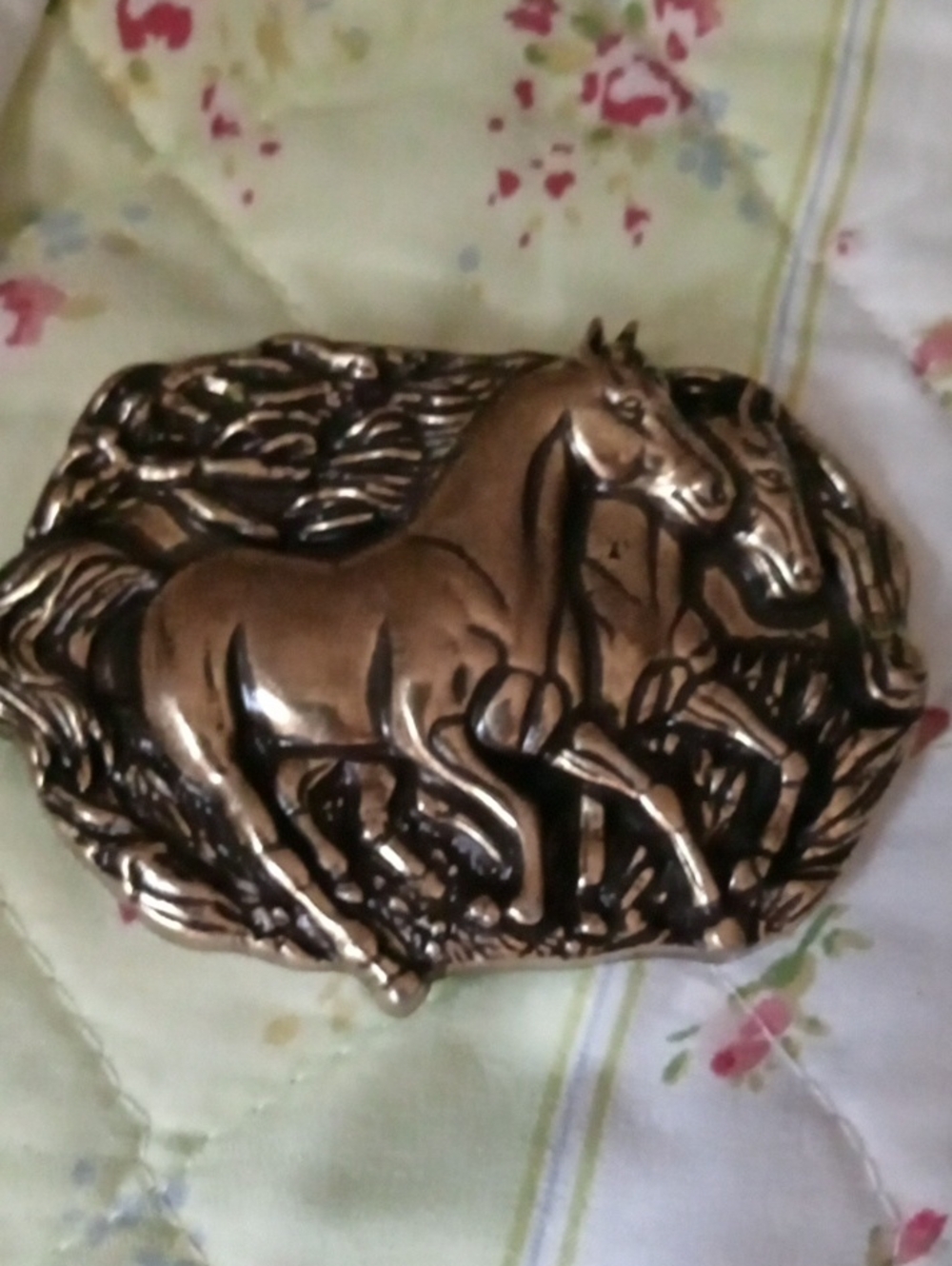 Southwest Bronze Horse Belt Buckle